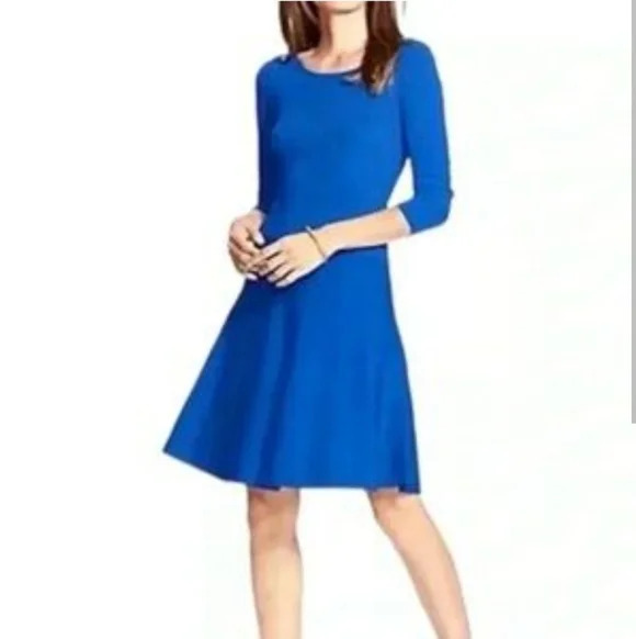 🦄 Lauren Ralph Lauren Cobalt Blue Long Sleeve Dress Size 10 - Picture 1 of 8